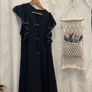 Ivanka Trump Navy blue  Dress with Ruffle and Lace-Up